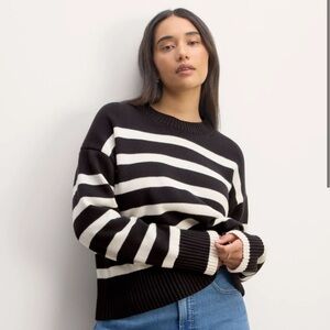 Everlane 100% organic cotton Boxy Sweater Striped Crew Neck Sweater size medium